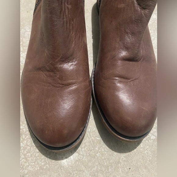 Franco Sarto Womens KEEGAN Boot Leather Doble Zip Flat Ankle Brown Size 8.5 M - Picture 6 of 12